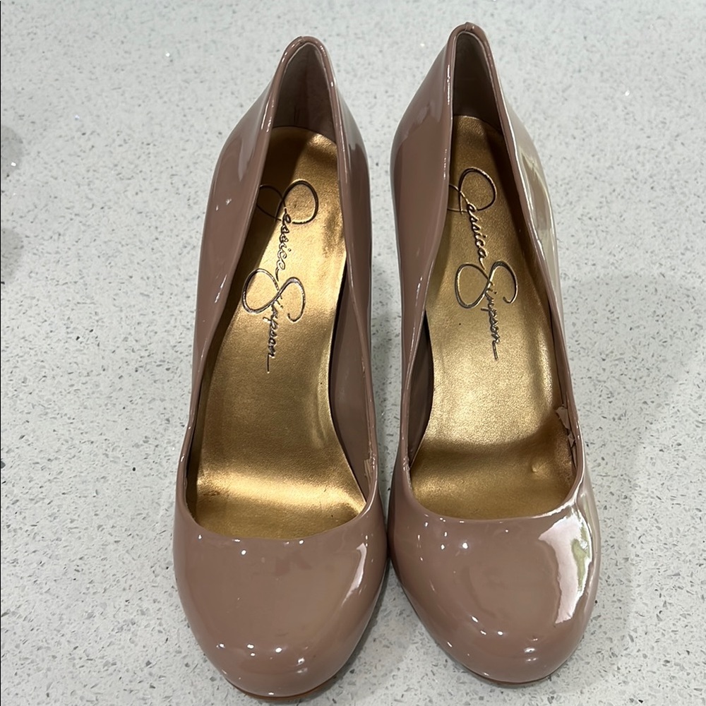Jessica Simpson Tan Patent Leather Heels